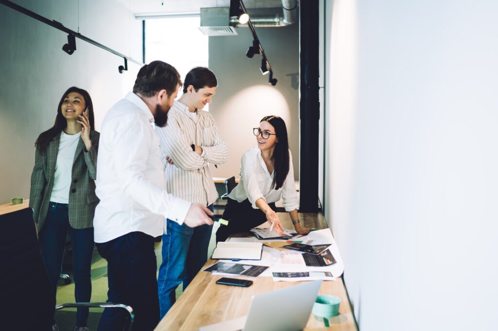 Business people coworking on project in office room
